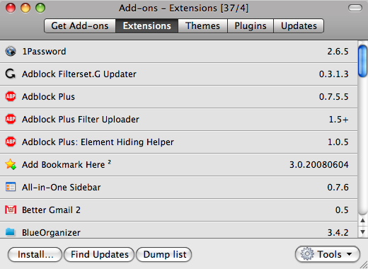 Firefox Extension List Dumper Firefox Extension List Dumper